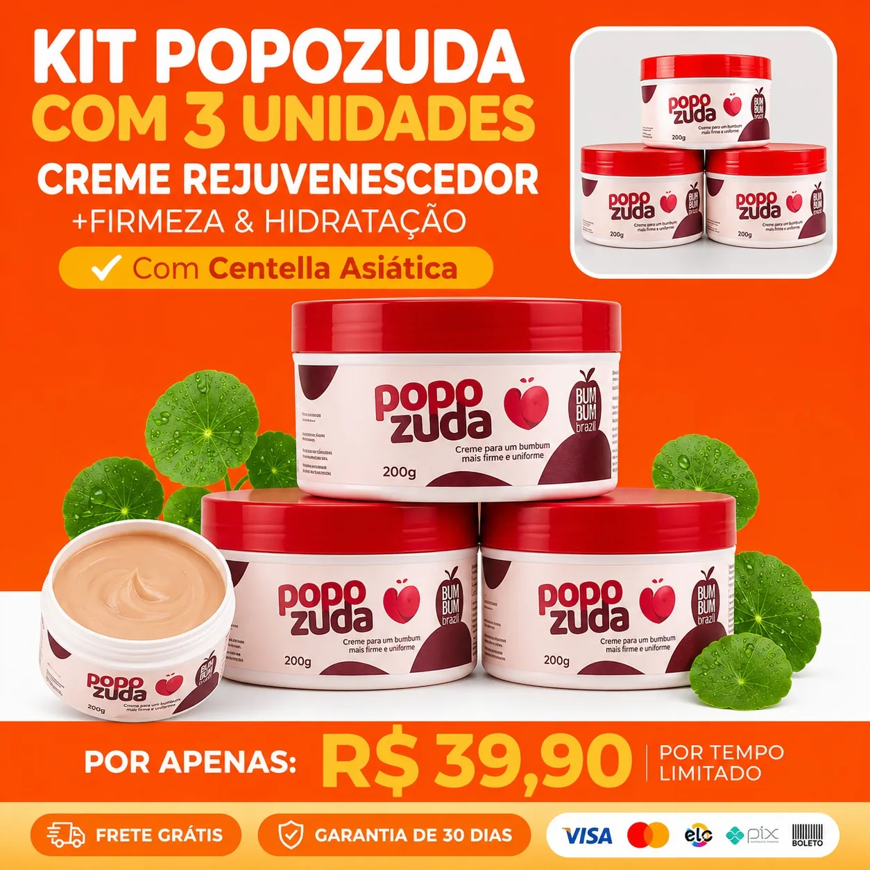 ✨ Kit 3 Cremes Popozuda – Porque sua pele merece o melhor (e em quantidade!) ✨